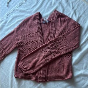 Dusty Rose Open-Front Knit Cardigan